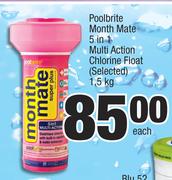 Poolbrite Month Mate 5 In 1 Multi Action Chlorine Float (Selected)-1.5kg Each