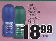 Brut Roll On Deodorant For Men (Selected)-50ml Each