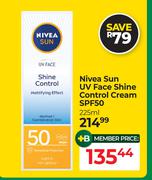 Nivea Sun UV Face Shine Control Cream SPF50-225ml