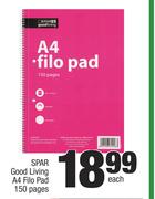Spar Good Living A4 Filo Pad (150 Pages)-Each