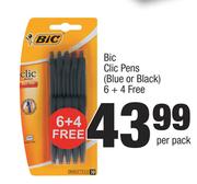 Bic Clic Pens Blue Or Black 6 + 4 Free-Per Pack