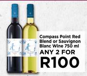 Compass Point Red Blend Or Sauvignon Blanc Wine-For Any 2 x 750ml