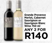 Grande Provence Merlot, Cabernet Sauvignon Or Sauvignon Blanc Wine-For Any 2 x 750ml