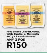 Food Lover's Cheddar, Gouda, White Cheddar Or Mozzarella 400g (3 Months Matured)-For Any 3
