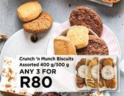 Crunch n Munch Biscuits Assorted-For 3 x 400g/500g