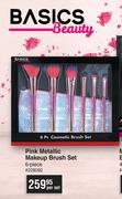 Basics Beauty 6 Piece Pink Metallic Makeup Brush Set-Per Set