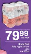 Brutal Fruit Ruby Apple Spritzer Cans-6 x 500ml Per Pack