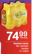 Savanna Lemon Non-Alcoholic Handies-6 x 330ml Per Pack