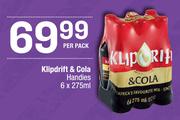 Klipdrift & Cola Handies-6 x 275ml Per Pack