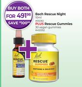 Bach Rescue Night 10ml Plus Rescue Gummies 30 Vegan Gummies-For Both