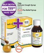 Tibb Kofcare Cough Syrup 100ml Plus Flu-Relief Syrup 100ml-For Both