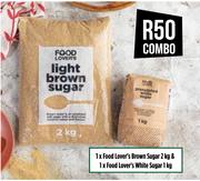 1 x Food Lover's Brown Sugar 2Kg & 1 x Food Lover's White Sugar 1Kg-Combo