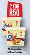 Ole Margarine Low Fat Spread Tubs-For 2 x 1Kg