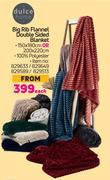 Dulce Home Big Rib Flannel Double Sided Blanket-150 x 180cm Each