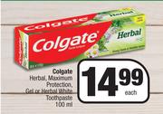 Colgate Herbal, Maximum Protection, Gel Or Herbal White Toothpaste-100ml Each