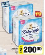Baby Soft Toilet Tissue Rolls 2 Ply-For 2 x 18,s Pack