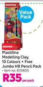 Kores Plastilina Modelling Clay 10 Colours + Free Jumbo HB Pencil Pack Value Pack