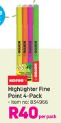 Kores Highlighter (Fine Point)-4 Per Pack