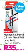 Kores Mechanical Pencil 0.5mm Plus Free Lead Refill Value Pack