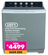 Defy 15Kg Twin Tub Washing Machine Metallic