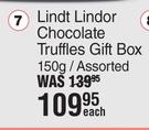 Lindt Lindor Chocolate Truffles Gift Box Assorted-150g Each