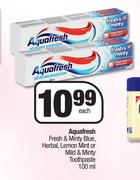 Aquafresh Fresh & Minty Blue,Herbal,Lemon Mint Or Mild & Minty Toothpaste-100ml Each