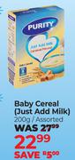 Purity Baby Cereal (Just Add Milk) Assorted-200g