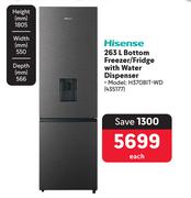 Hisense 263L Bottom Freezer/Fridge With Water Dispenser H370BIT-WD