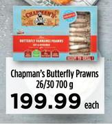 Chapman's Butterfly Prawns 26/30-700g Each