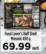 Food Lover's Half Shell Mussels-450g Each