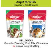 Kellogg's Granola Crunchy,Fruit Mix.Cinnamon Or Cocoa Delight-For Any 2 x 700g