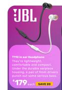 JBL T110 In Ear Headphone-Each