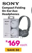 Sony Compact Folding On-Ear Aux Headphones-Each