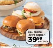 Rib Or Crumbed Chicken Burgers-2s Per Pack