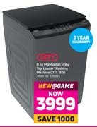 Defy 8Kg Manhattan Grey Top Loader Washing Machine DTL 165