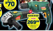 Ryobi 650W Angle Grinder 115mm Or 500W Impact Drill 10mm-Each