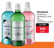 Belgravia London Dry, Blackberry Or Pink Gin-750ml Each