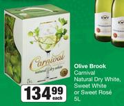 Olive Brook Carnival Natural Dry White, Sweet White Or Sweet Rose-5Ltr Each