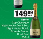 Krone Cap Classique Night Nectar Demi Sec, Night Nectar Rose, Borealis Brut Or Rose Brut-750ml Each