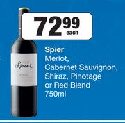 Spier Merlot, Cabernet Sauvignon, Shiraz, Pinotage Or Red Blend-750ml Each