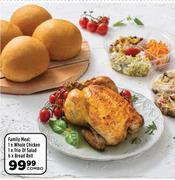 Family Meal: 1 x Whole Chicken, 1 x Trio Of salad, 6 x Bread Roll-Combo