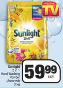 Sunlight 2 In 1 Hand Washing Powder (Assorted)-3kg Each