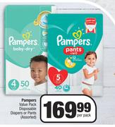 Pampers Value Pack Disposable Diapers Or Pants (Assorted)-Per Pack