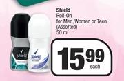 Shield Roll On For Men, Women Or Teen (Assorted)-50ml Each