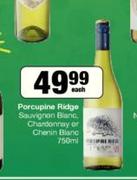 Porcupine Ridge Sauvignon Blanc, Chardonnay Or Chenin Blanc-750ml Eacg