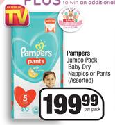 Pampers Jumbo Pack Dry Nappies Or Pants Assorted-Per Pack