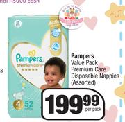 Pampers Value Pack Premium Care Disposable Nappies Assorted-Per Pack