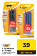 Bic Clic Medium Ball Pens-Per 7 Pack