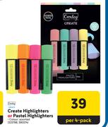Croxley Create Highlighters Or Pastel Highlighters-Per 4 Pack