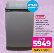 Defy 14kg Top Loader Manhattan Grey Washing Machine DTL160